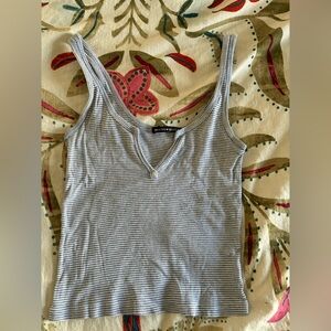 Brandy Melville Blue and White Striped Tank Top